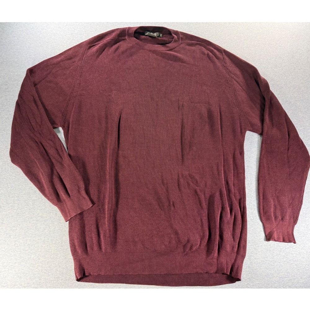 L. Etienne Pour Homme Silk Merino Wool Ribbed Sweater Burgundy XXL